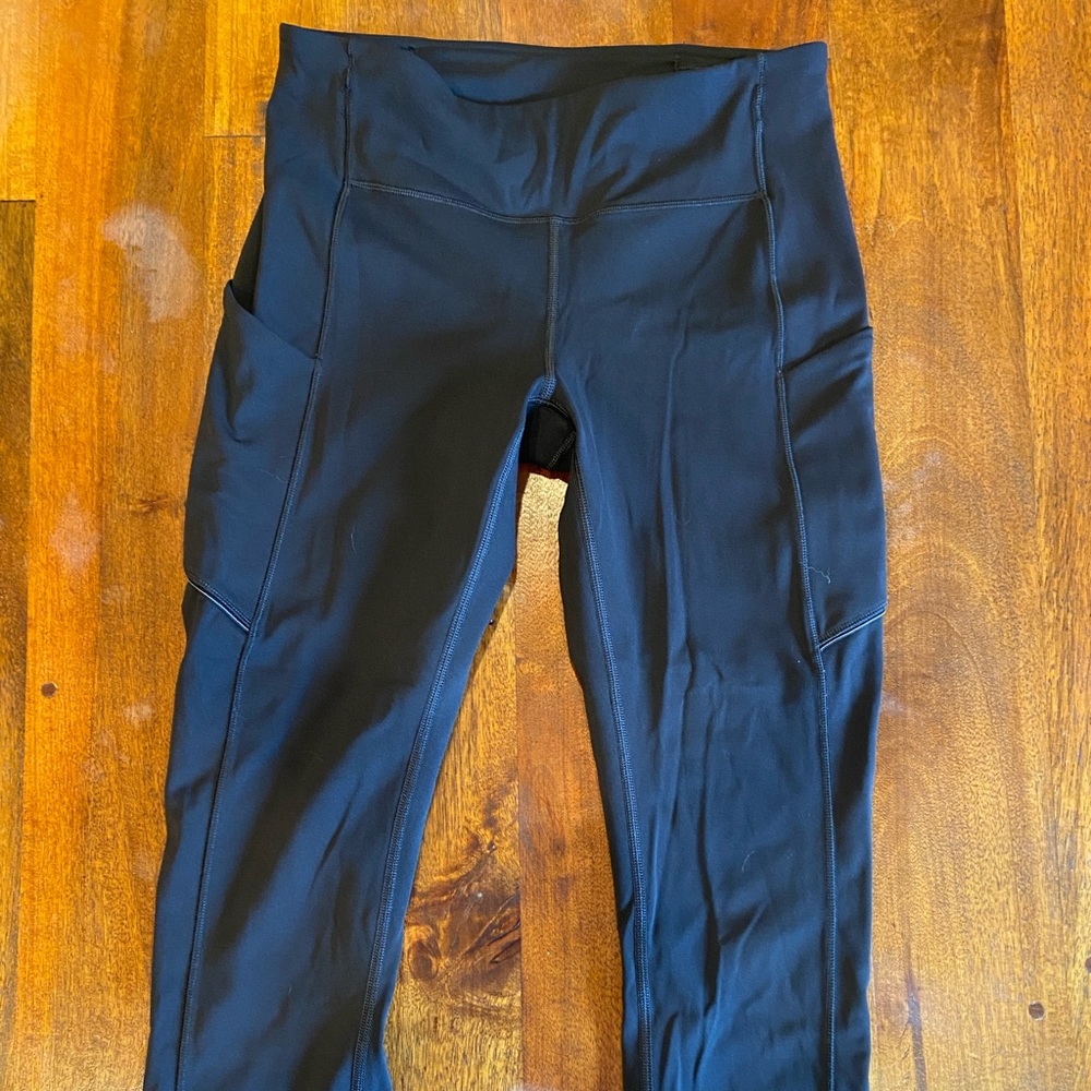 Lululemon Training Capris with back zip pocket. Black. Size 6 or 8.